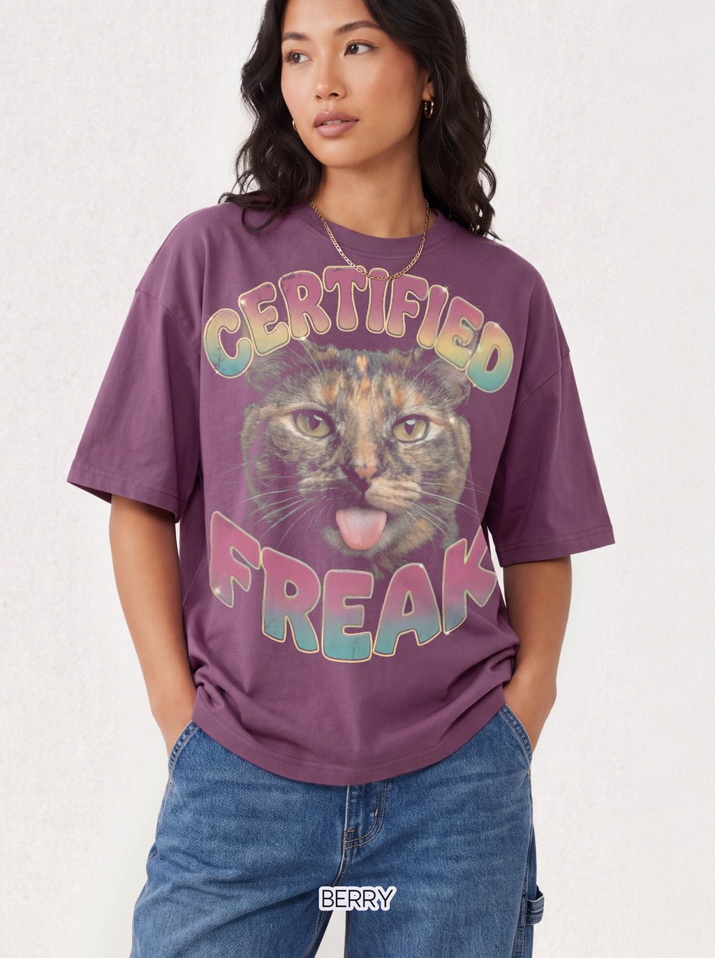 Certified Freak Cat Classic Tee | Funny Blep Mlem | Retro Art
