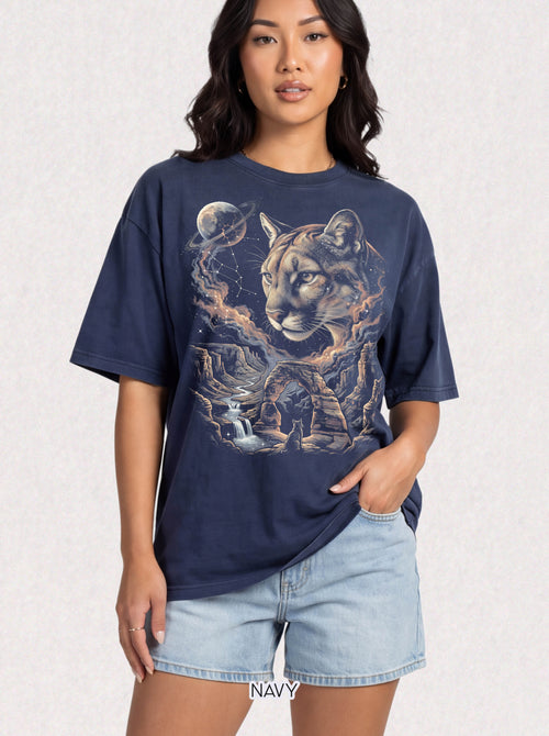 Celestial Cougar Classic T-Shirt | Nature Space Graphic Tee