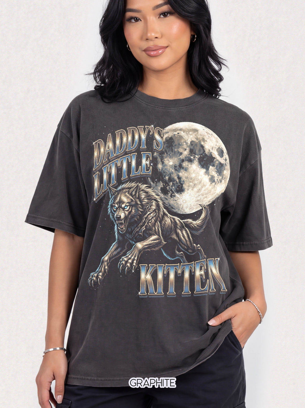 Daddys Little Kitten Classic Tee | Werewolf Moon | Fantasy Art