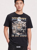 Deep Down Im Just Stupid Classic Tee | Tiger Cat | Galaxy Meme