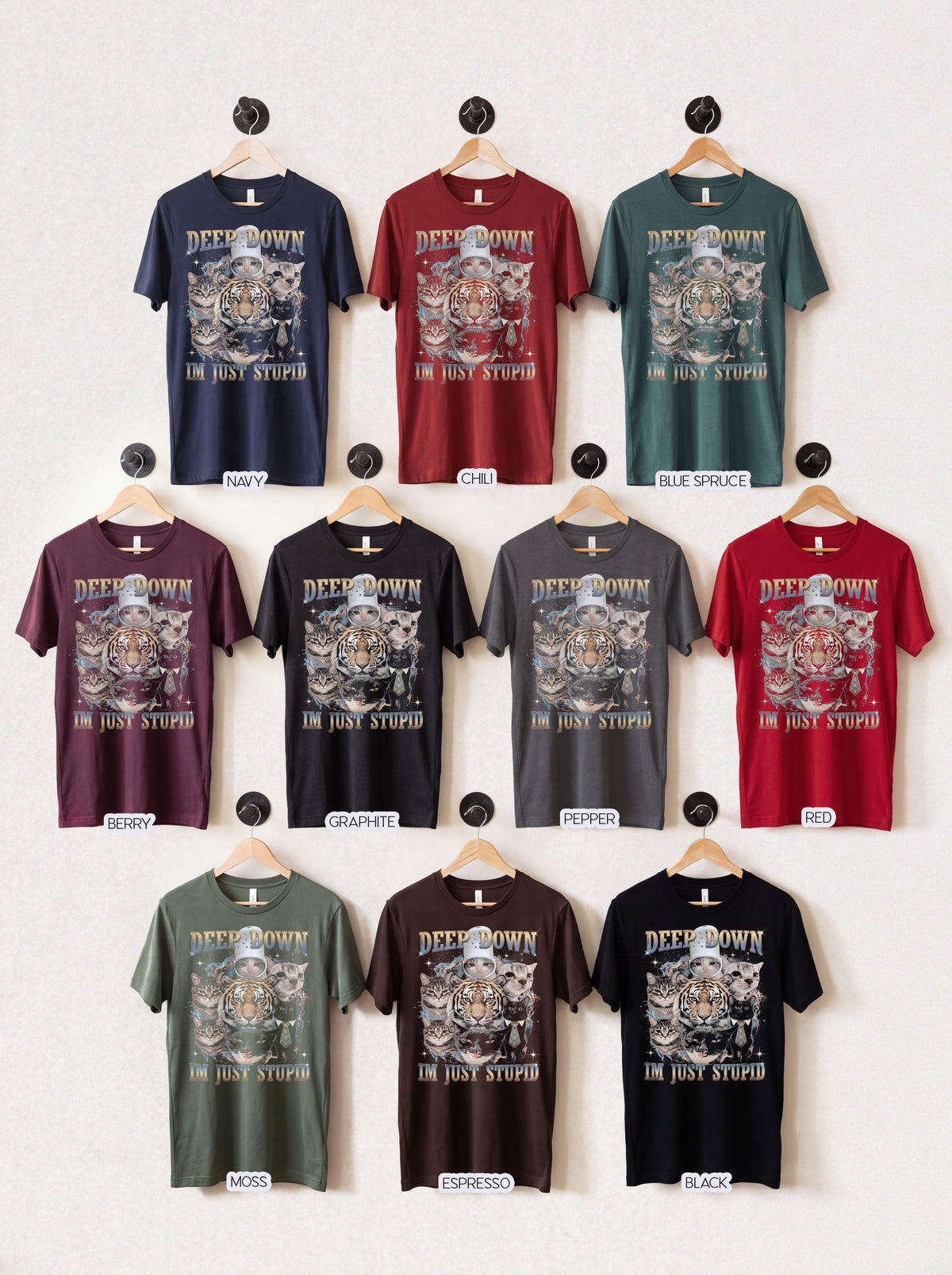 Deep Down Im Just Stupid Classic Tee | Tiger Cat | Galaxy Meme