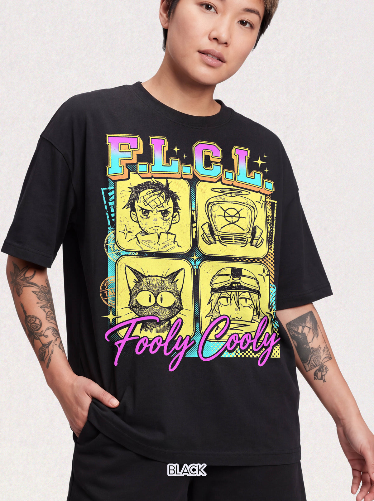 FLCL Fooly Cooly T-Shirt - 90s Retro Mecha Robot Graphic Tee