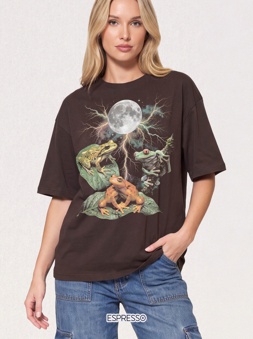 Trippy Space Frog Classic Tee | Cosmic Full Moon | Psychedelic