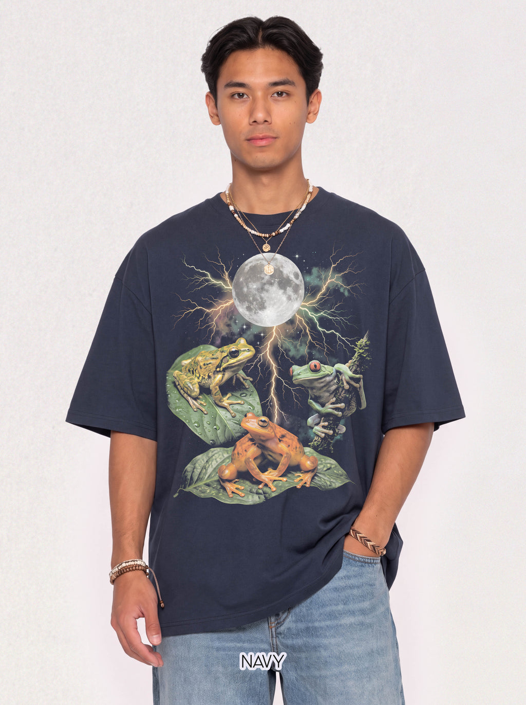 Trippy Space Frog Classic Tee | Cosmic Full Moon | Psychedelic