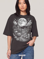 Halloween Haunted House Classic Tee | Spooky Black Cat Moon