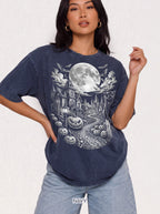 Halloween Haunted House Classic Tee | Spooky Black Cat Moon