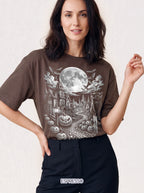 Halloween Haunted House Classic Tee | Spooky Black Cat Moon