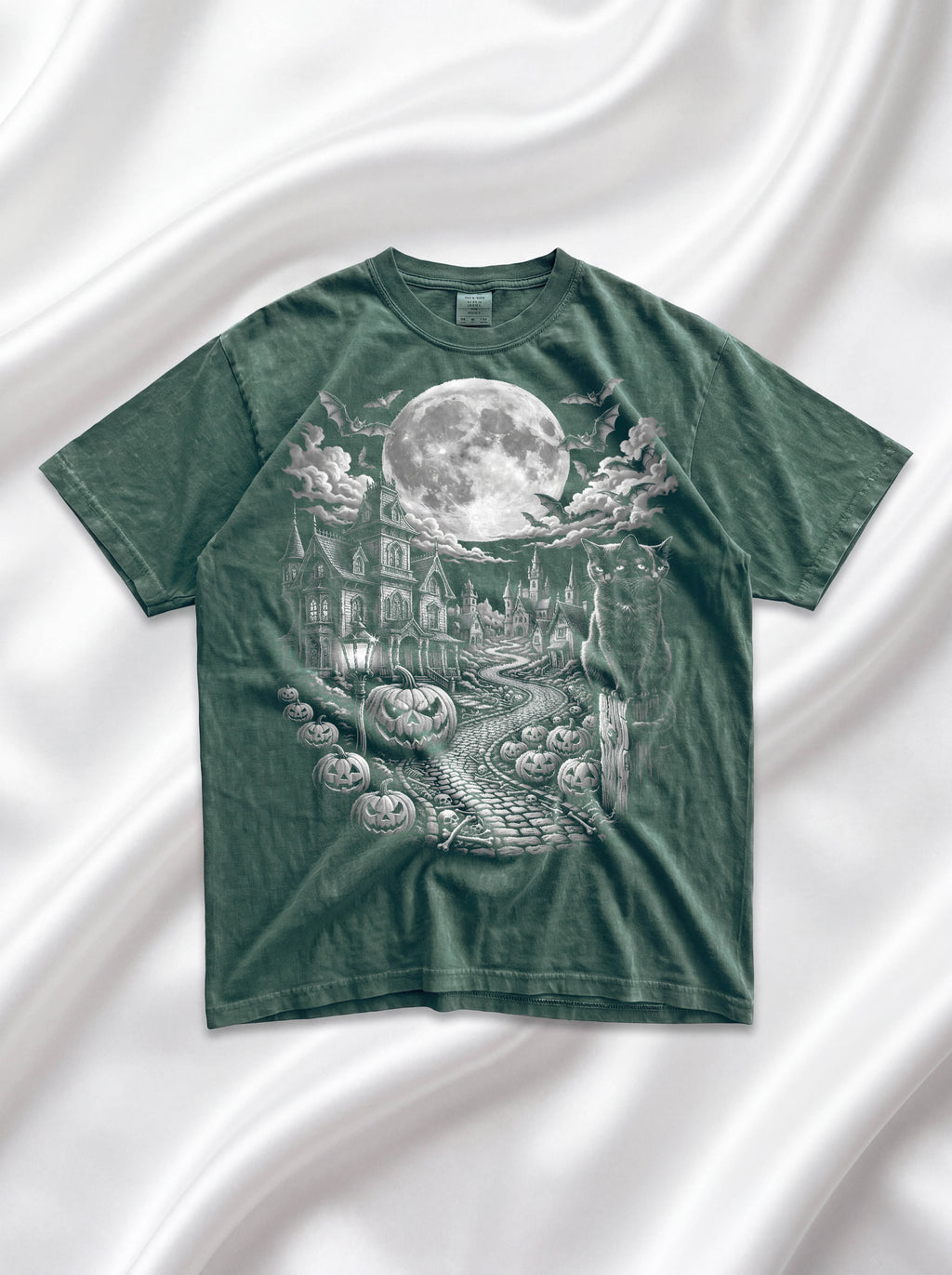 Halloween Haunted House Classic Tee | Spooky Black Cat Moon