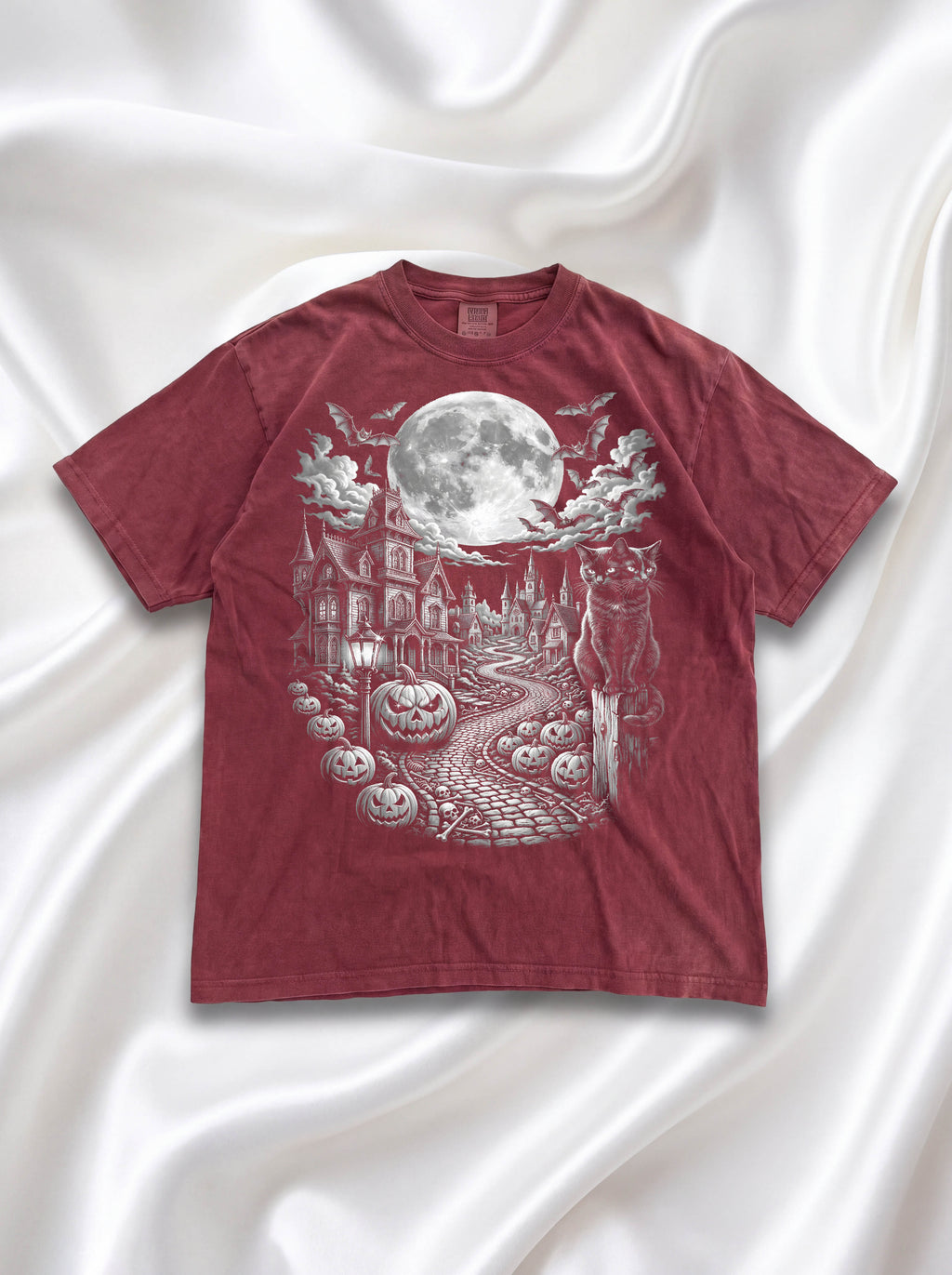 Halloween Haunted House Classic Tee | Spooky Black Cat Moon