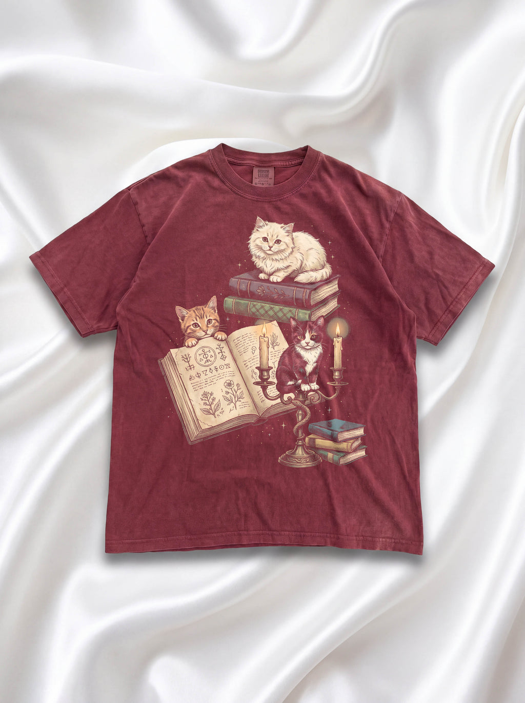 Mystical Library Cats Classic Tee | Occult Alchemy | Antique Book