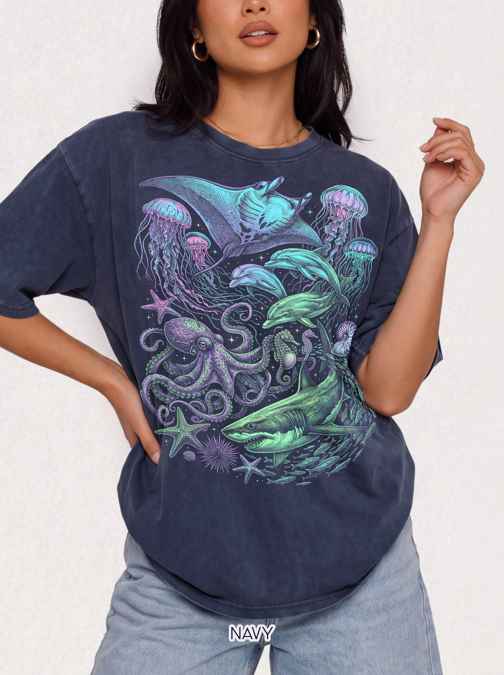 Deep Sea Ocean Creatures Classic Tee | Neon Vintage | Marine Life