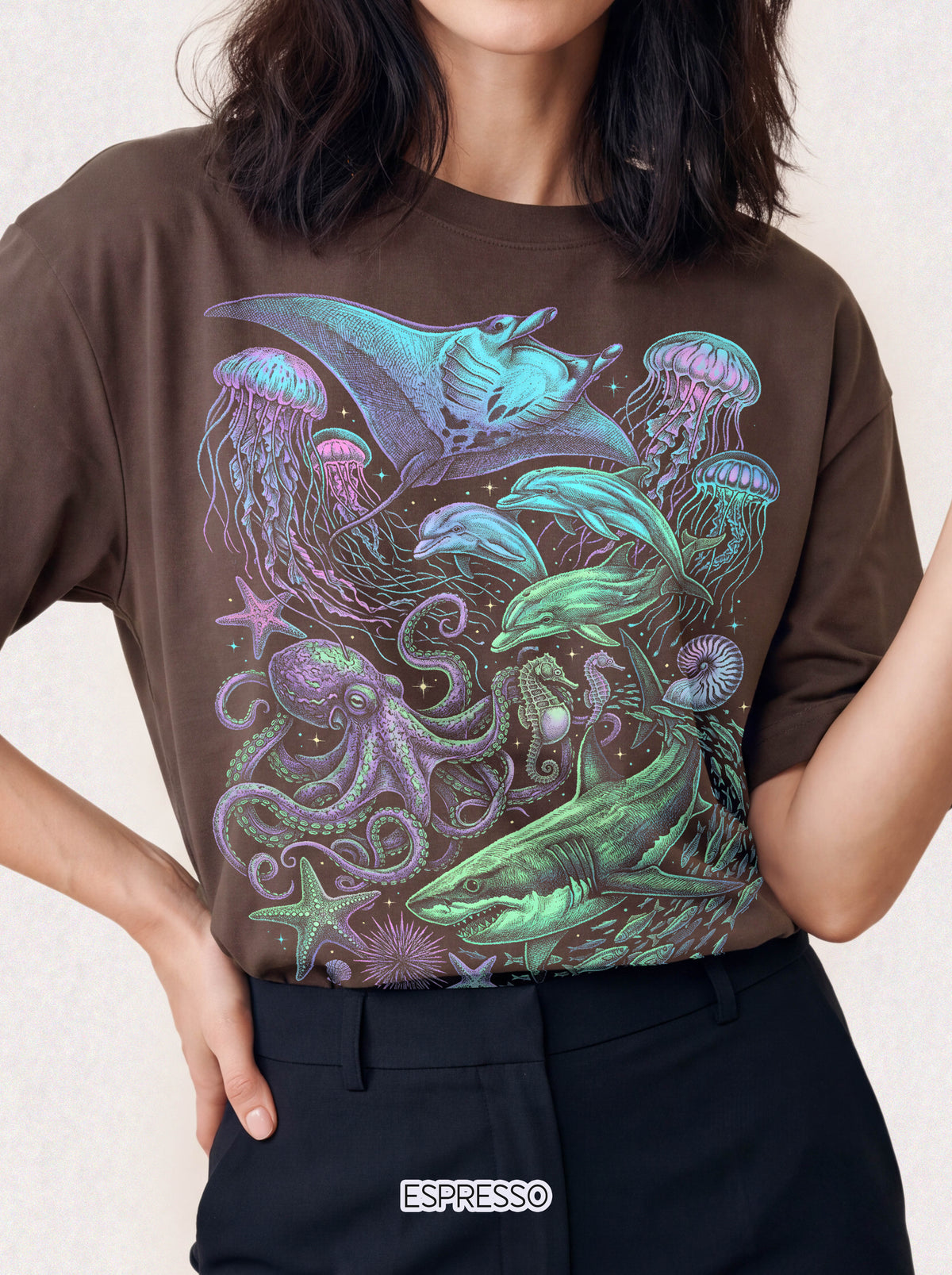 Deep Sea Ocean Creatures Classic Tee | Neon Vintage | Marine Life