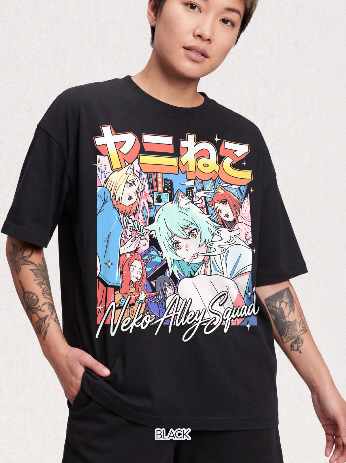Neko Alley Squad Classic Tee | Anime Cat Girl | Retro Graphic