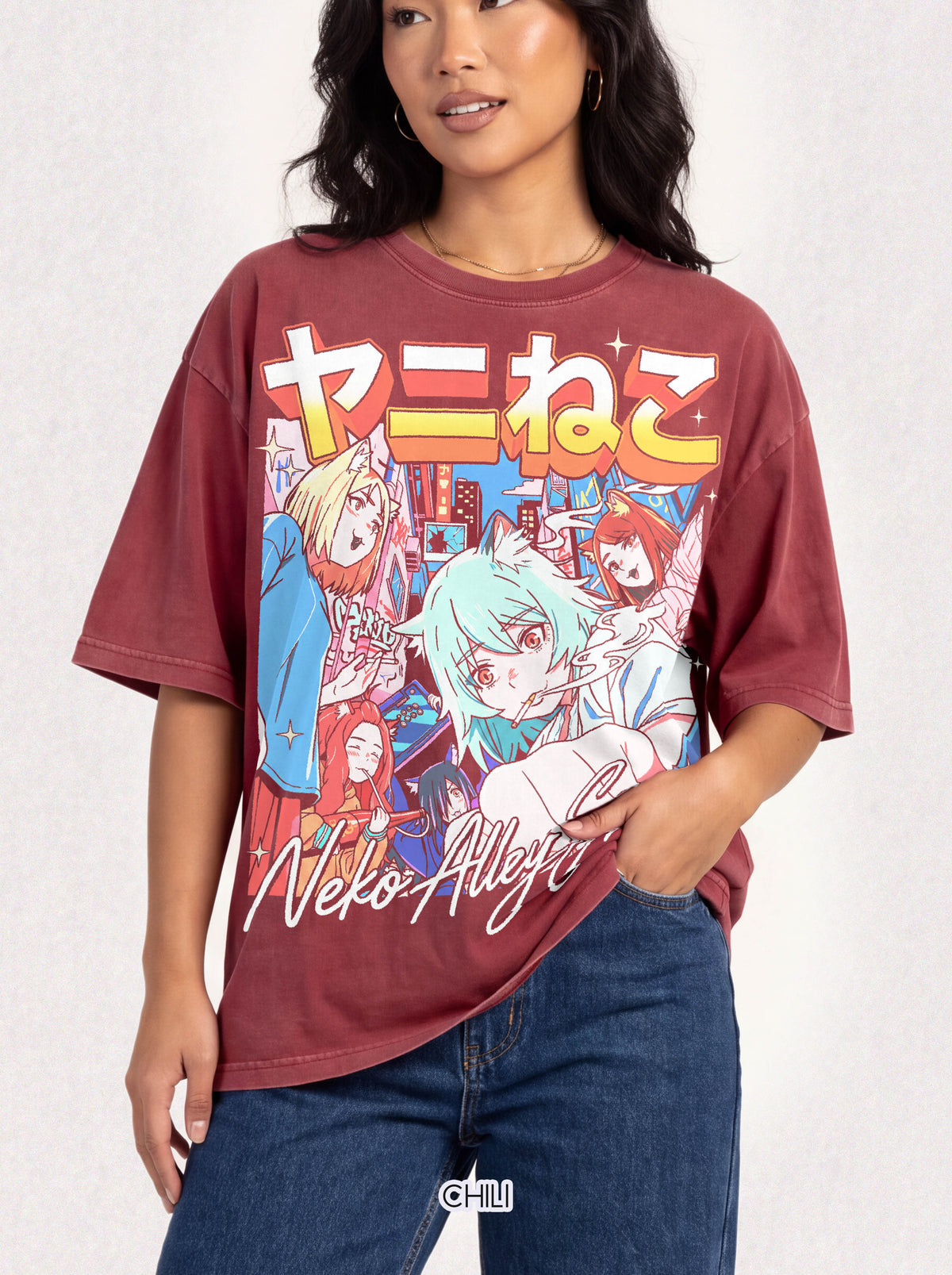 Neko Alley Squad Classic Tee | Anime Cat Girl | Retro Graphic