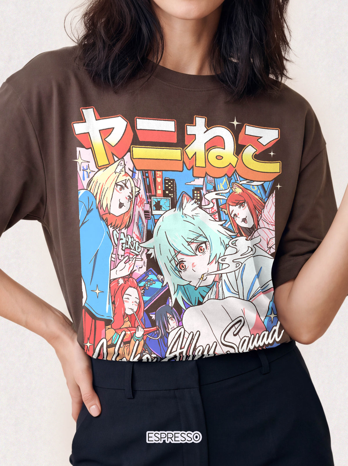 Neko Alley Squad Classic Tee | Anime Cat Girl | Retro Graphic