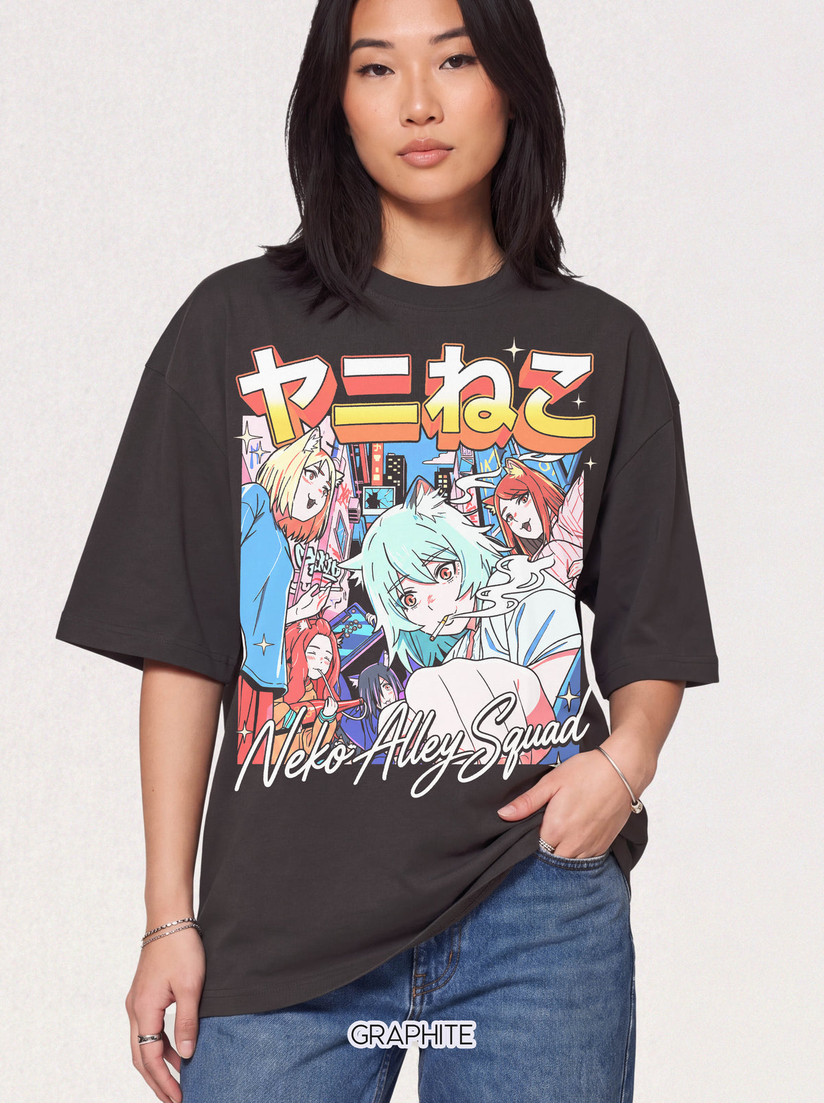Neko Alley Squad T-Shirt - Anime Cat Girl Retro Graphic Tee