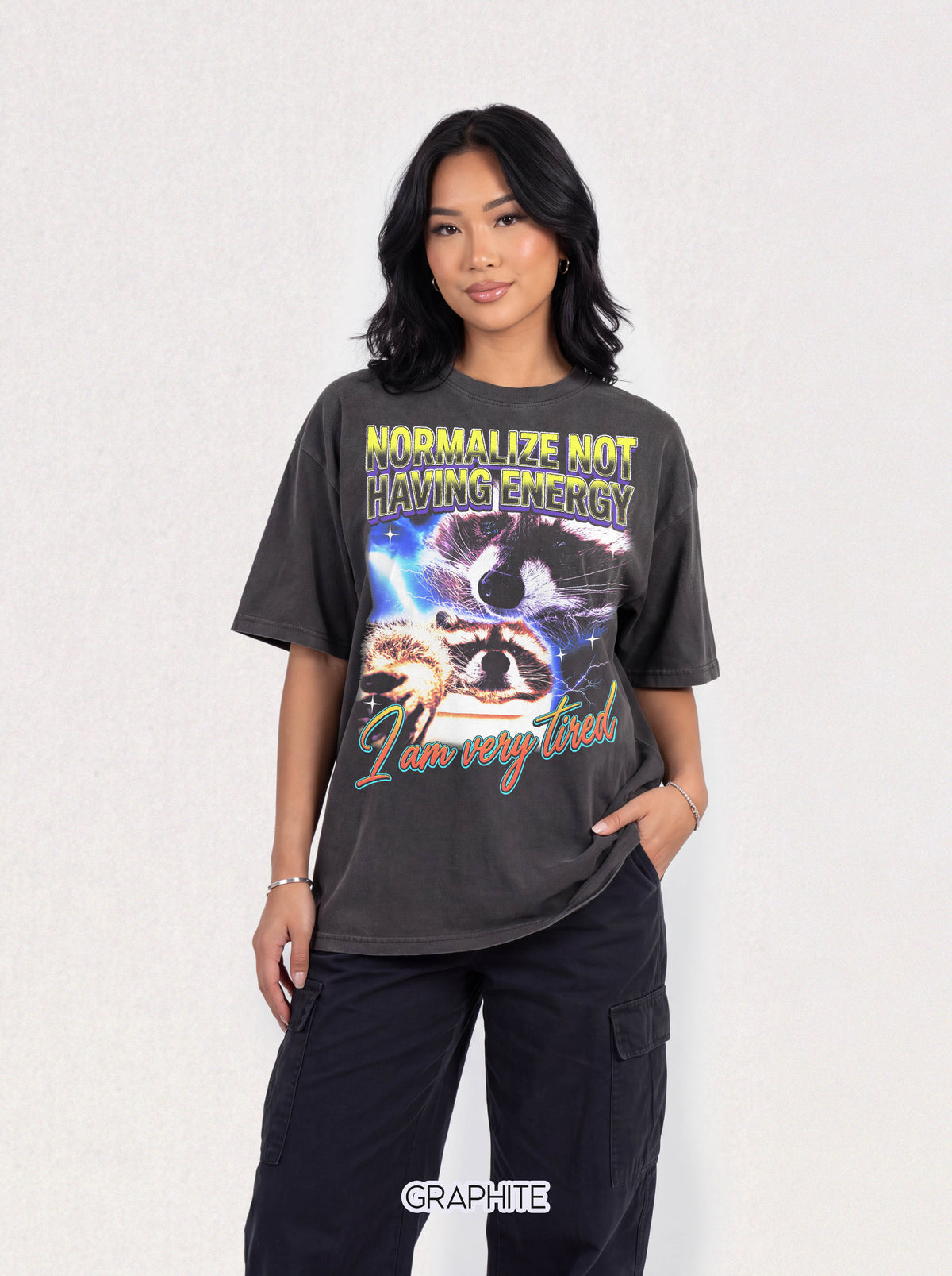 Normalize Not Having Energy Classic Tee | Tired Raccoon Meme