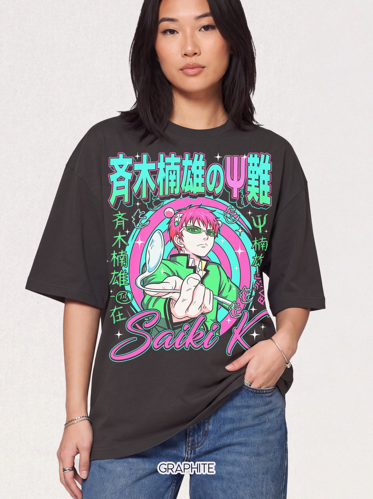 Psychic Boy Pink Hair T-Shirt - 90s Vintage Retro Anime Graphic Tee