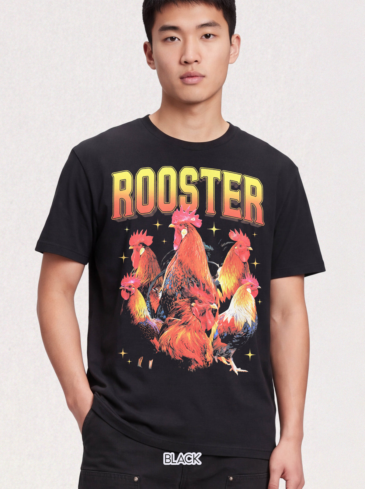 Vintage Rooster T-Shirt - 90s Retro Chicken Graphic Tee