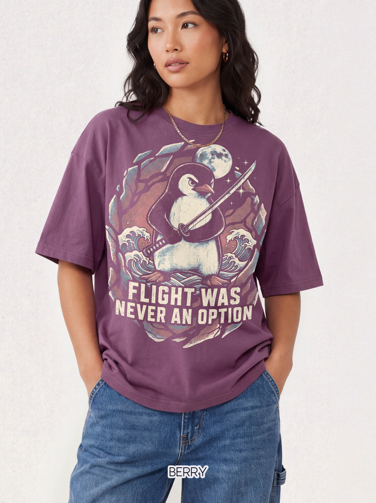 Flight Was Never An Option Classic Tee | Samurai Penguin Art