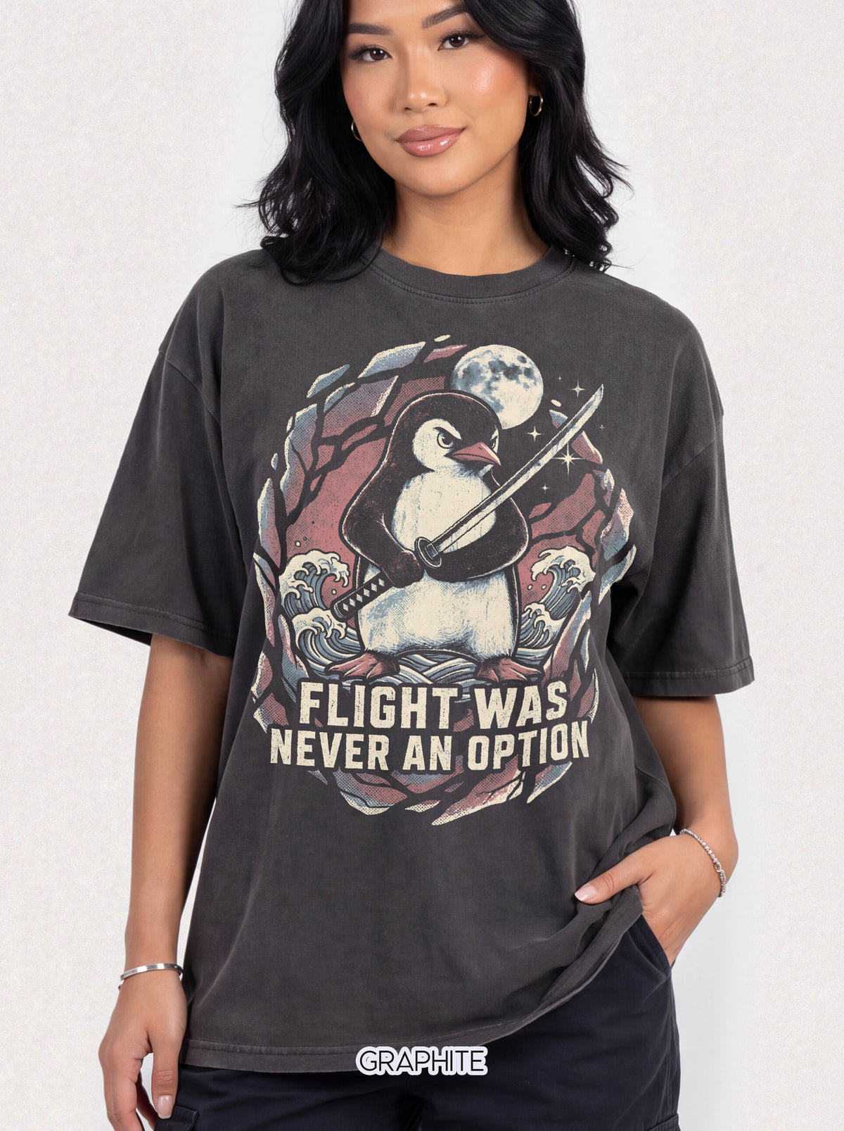 Flight Was Never An Option Classic Tee | Samurai Penguin Art
