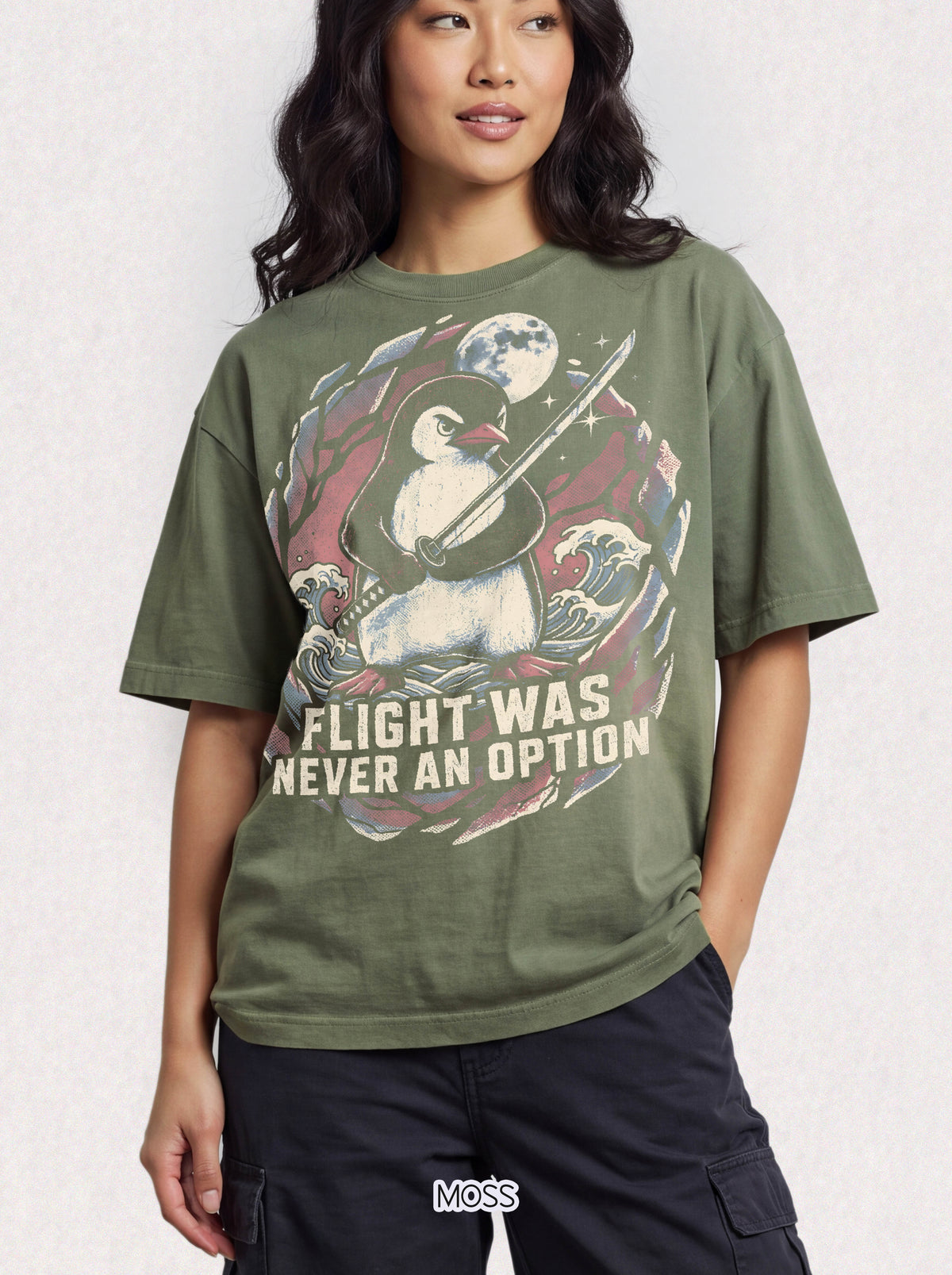 Flight Was Never An Option Classic Tee | Samurai Penguin Art