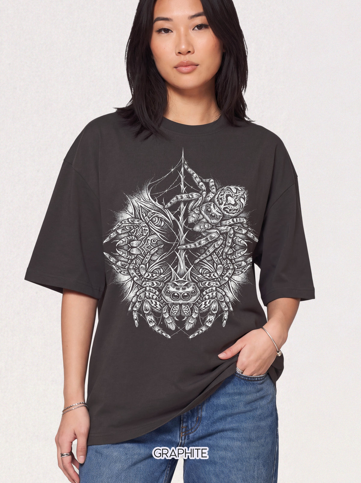Gothic Spider Web Classic Tee | Stipple Art | Black White