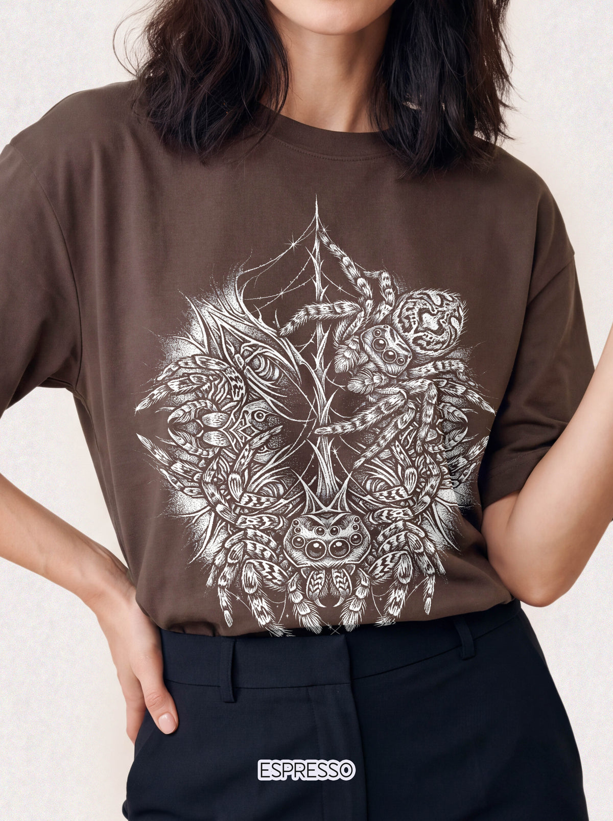 Gothic Spider Web Classic Tee | Stipple Art | Black White