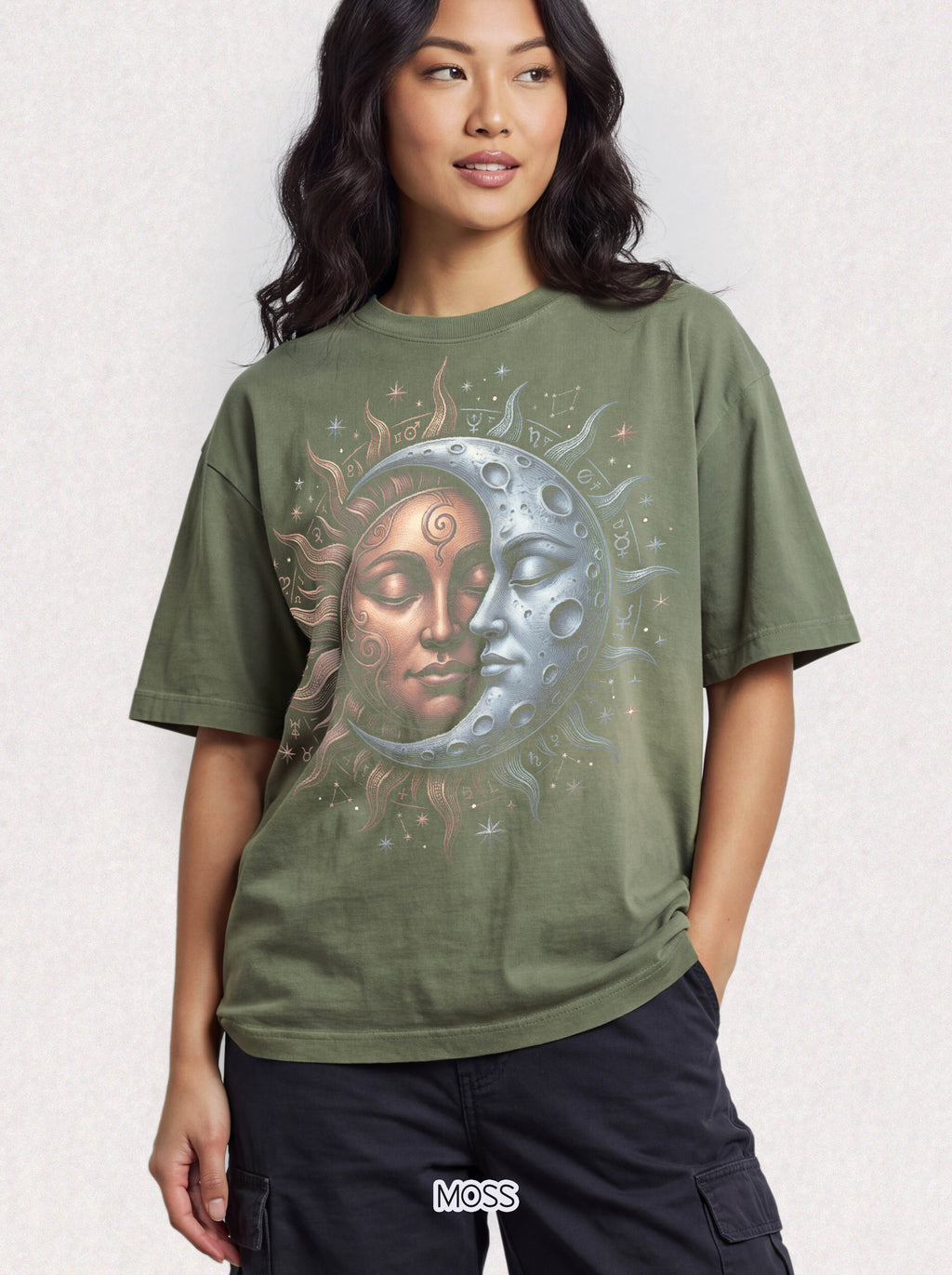 Sun Moon Celestial Faces Classic Tee | Vintage Astrology