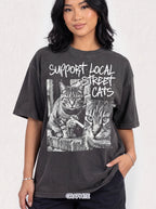 Support Local Street Cats Classic Tee | Smoking Cat Art