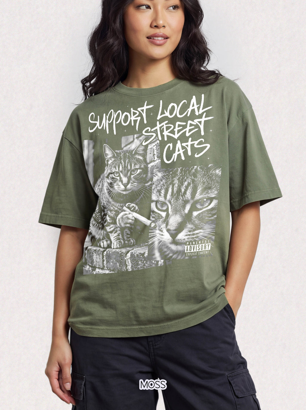 Support Local Street Cats Classic Tee | Smoking Cat Art