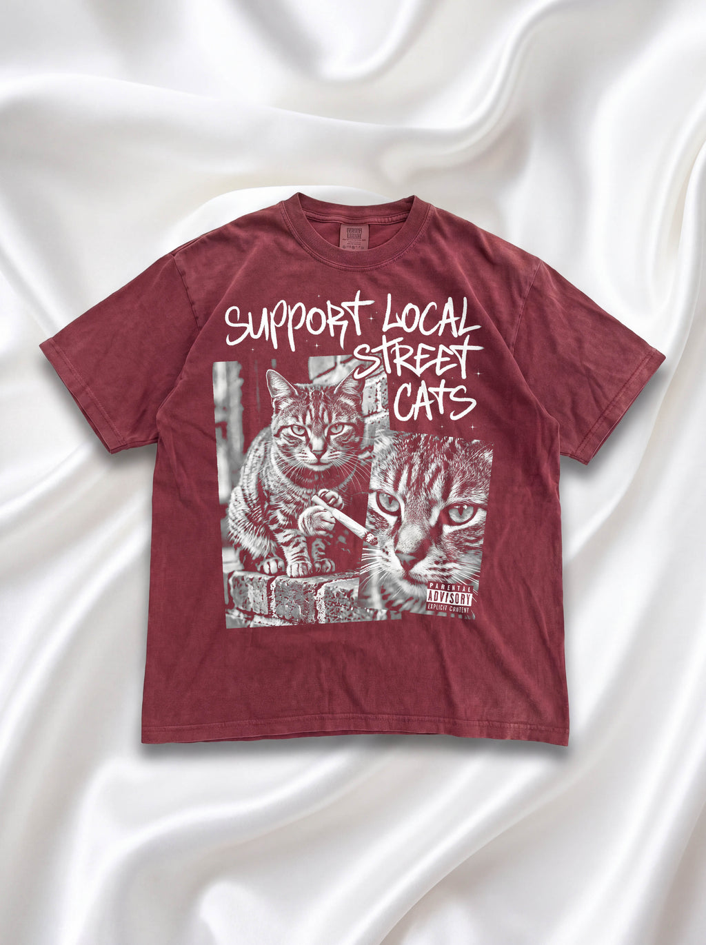Support Local Street Cats Classic Tee | Smoking Cat Art