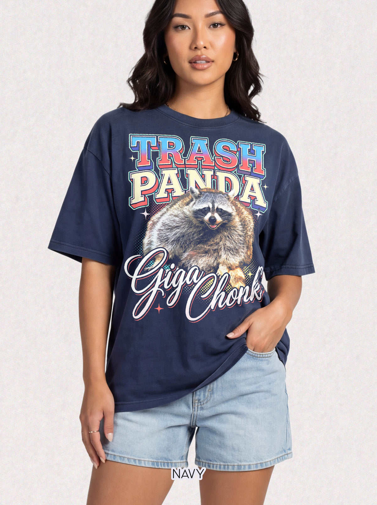 Trash Panda Giga Chonk Raccoon T-Shirt - Funny Fat Animal Meme Graphic Tee