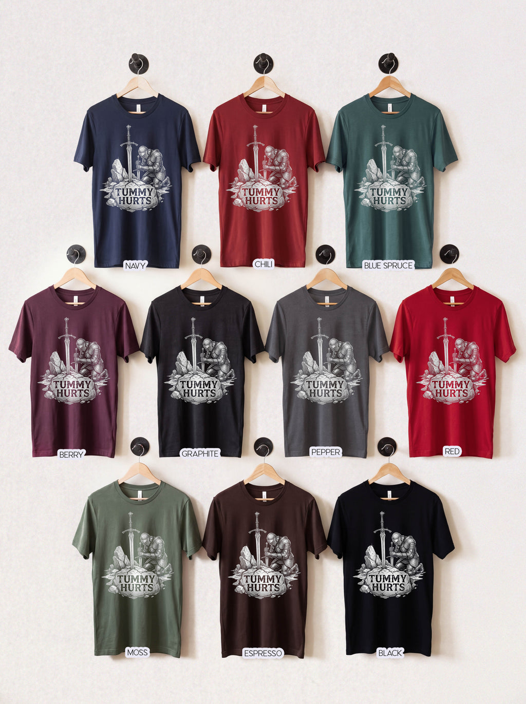 Tummy Hurts Classic Tee | Dark Fantasy | Kneeling Knight