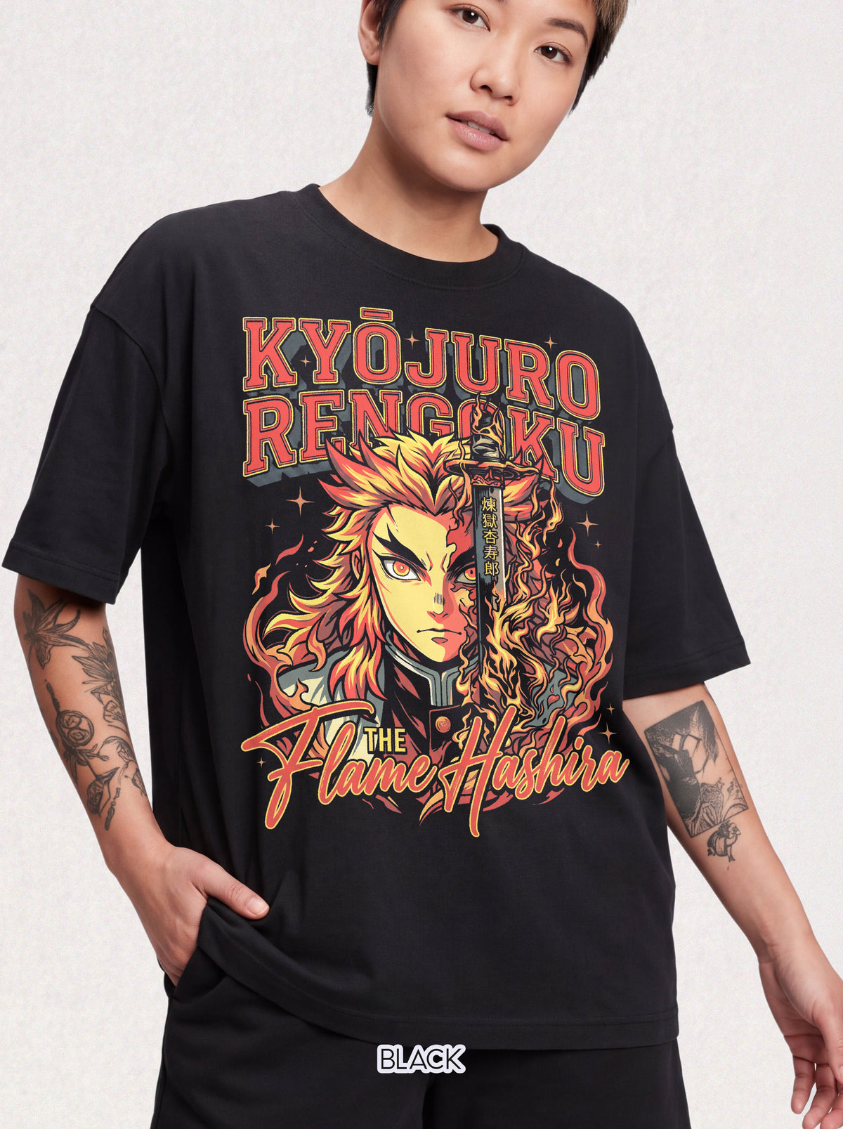 The Flame Hashira Fire T-Shirt - Retro Anime Manga Graphic Tee