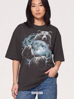 Three Grizzly Bears Classic Tee | Cosmic Full Moon Galaxy