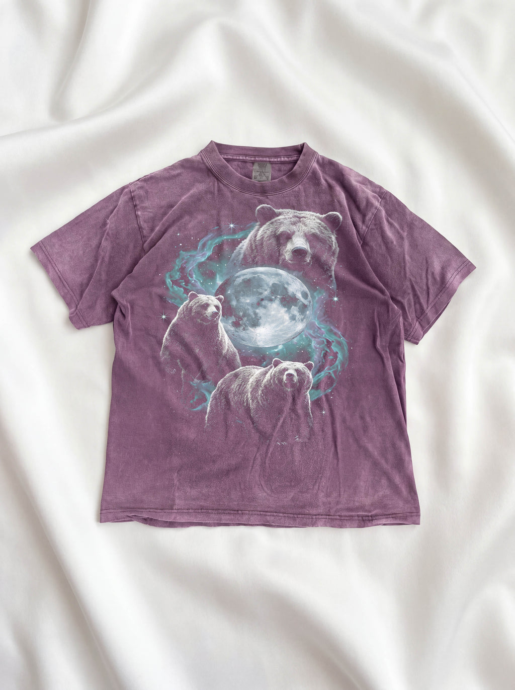 Three Grizzly Bears Classic Tee | Cosmic Full Moon Galaxy
