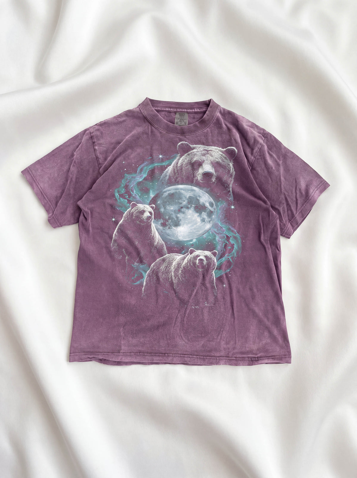 Three Grizzly Bears Classic Tee | Cosmic Full Moon Galaxy