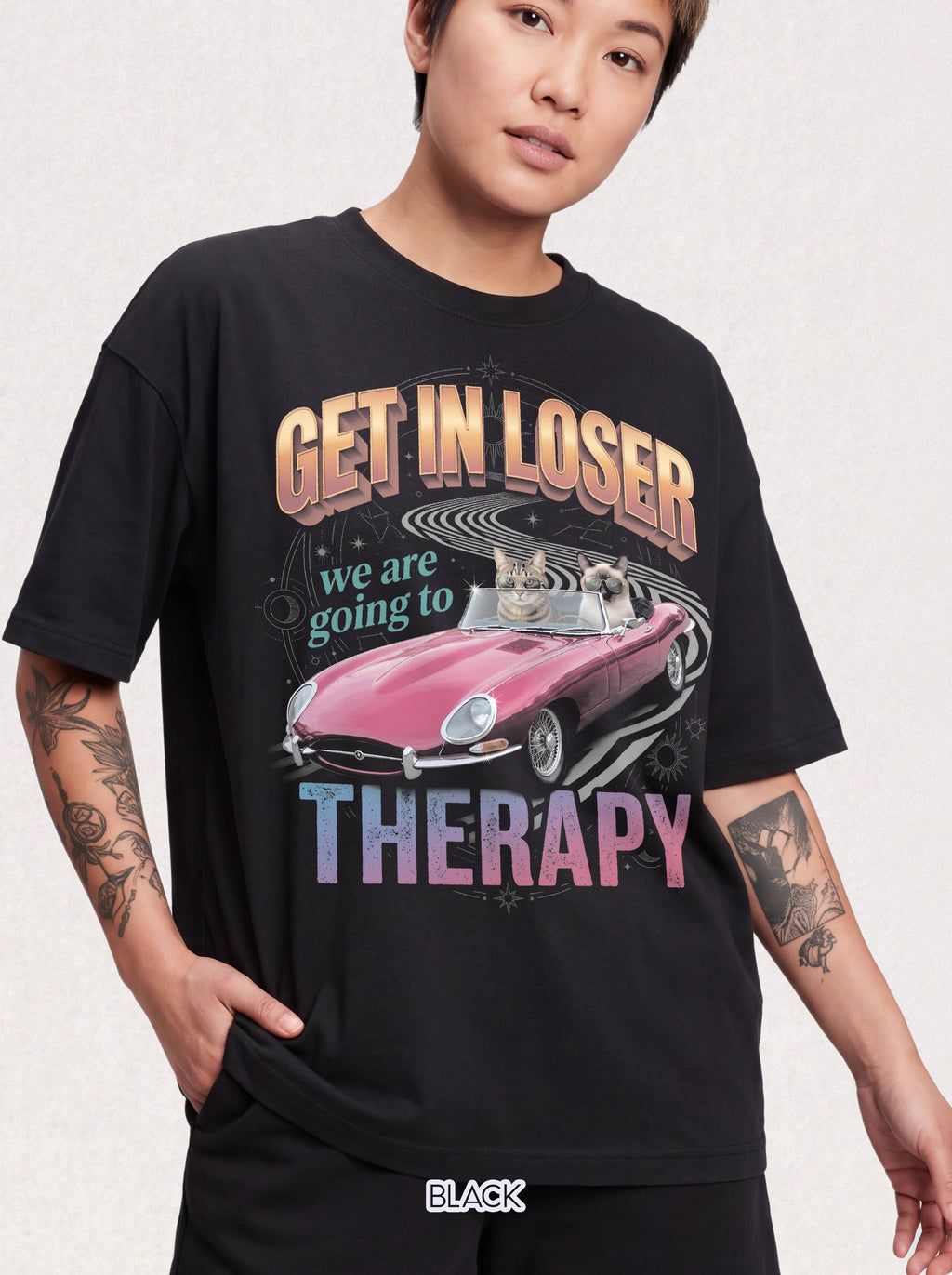 Get In Loser Therapy Classic Tee | Two Cats | Mental Health