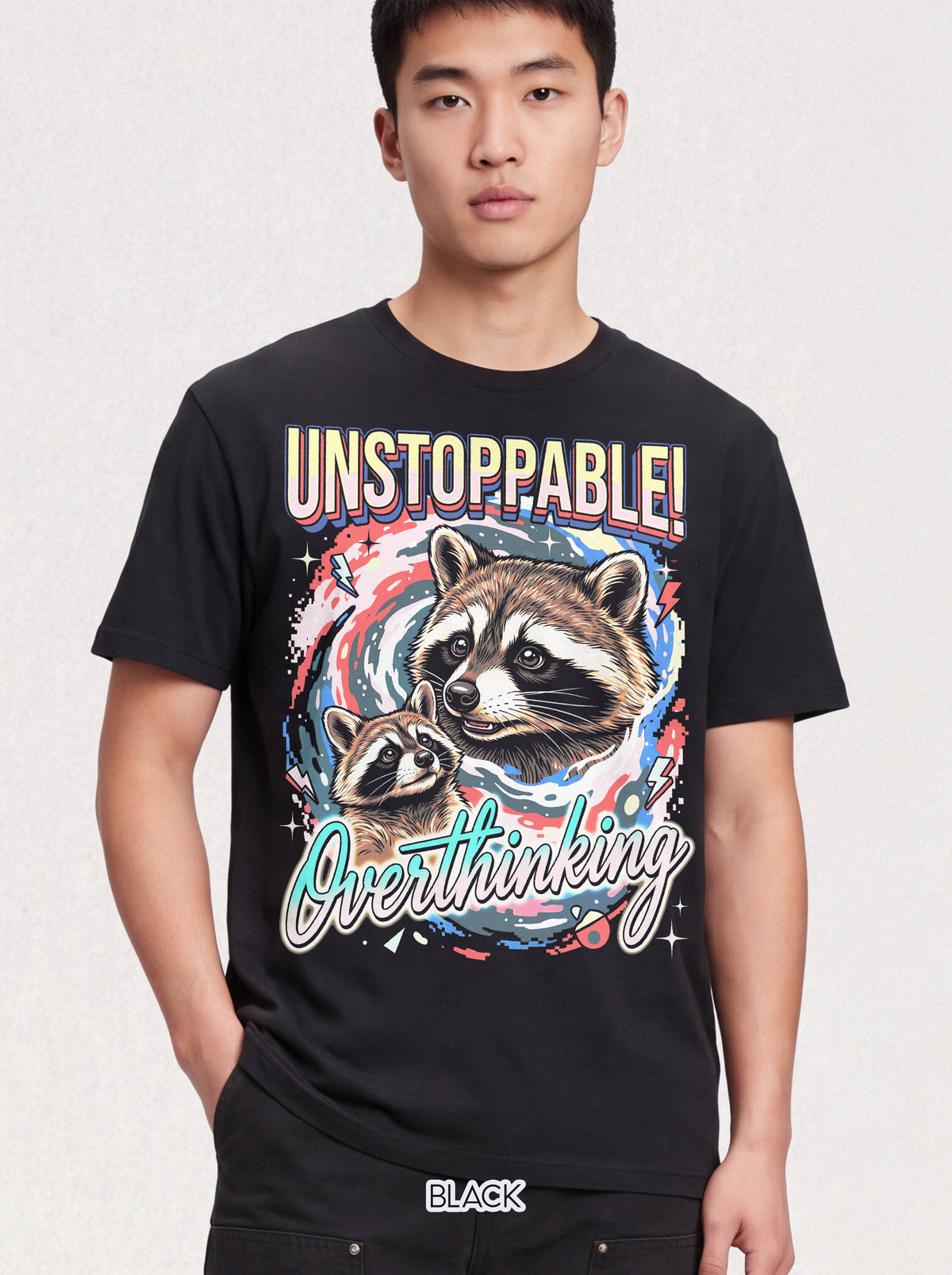 Unstoppable Overthinking Raccoon Classic Tee | 90s Funny Gift