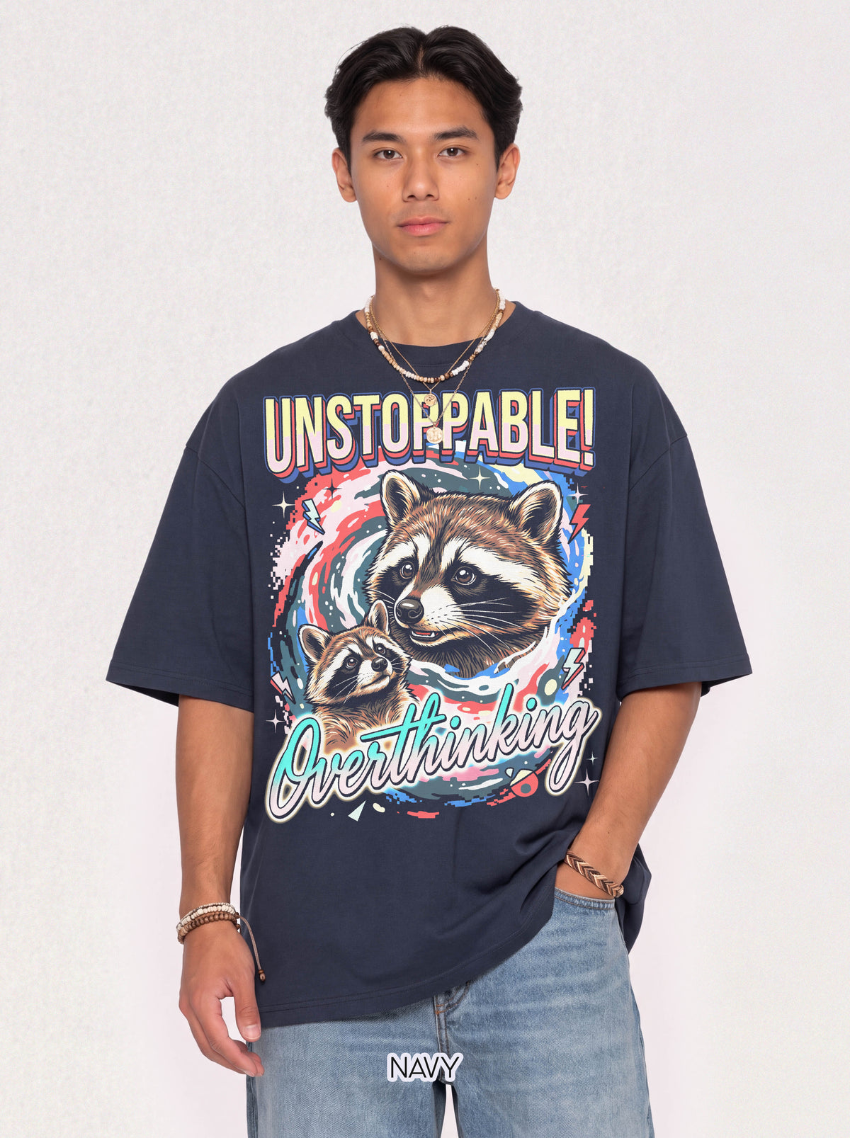 Unstoppable Overthinking Raccoon Classic Tee | 90s Funny Gift