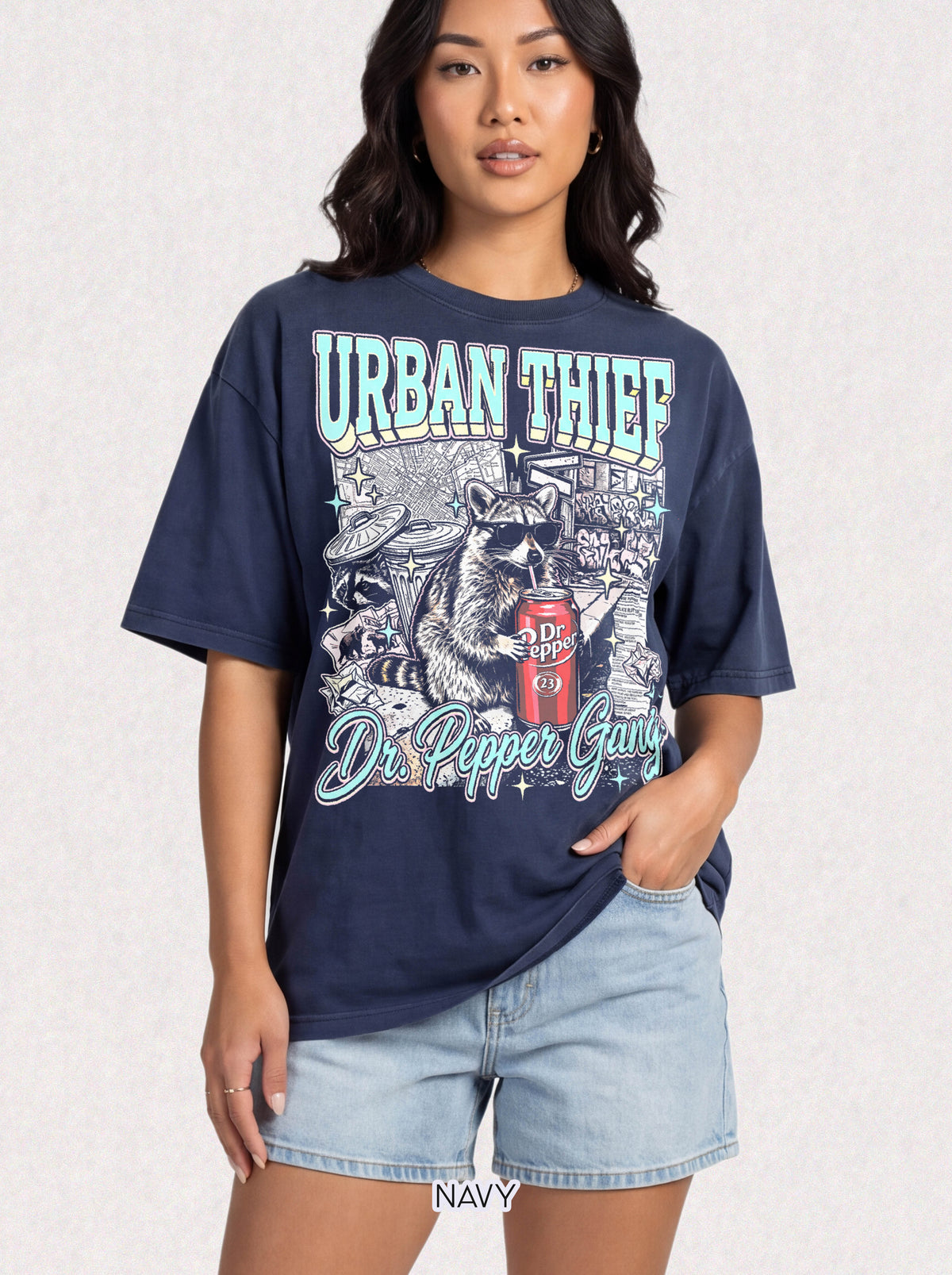 Urban Thief Raccoon T-Shirt - Vintage Y2K Meme Graphic Tee