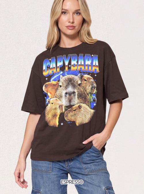 Capybara Lightning T-Shirt - 90s Retro Animal Graphic Tee
