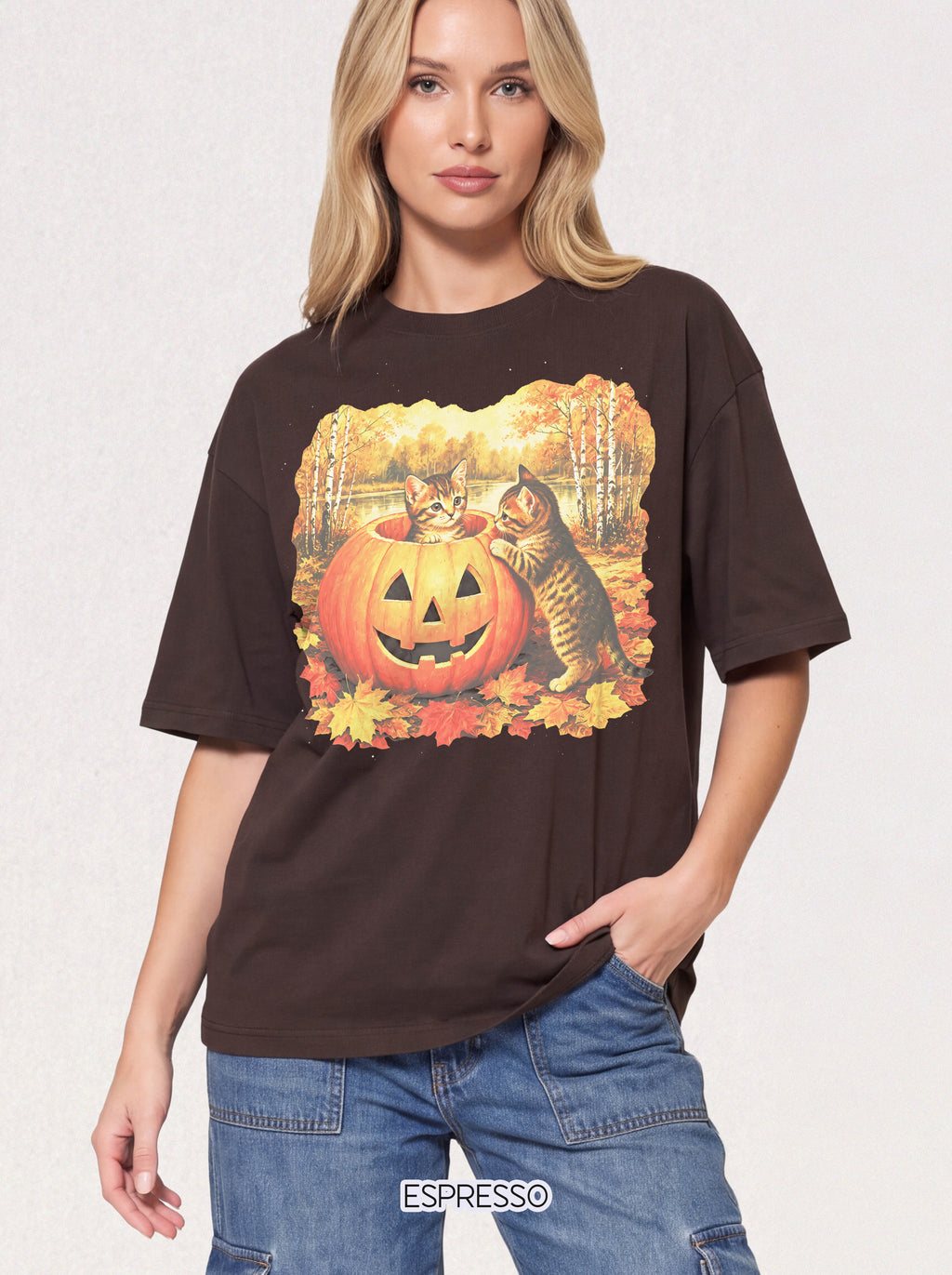 Halloween Kittens T-Shirt - Autumn Pumpkin Cat Graphic Tee
