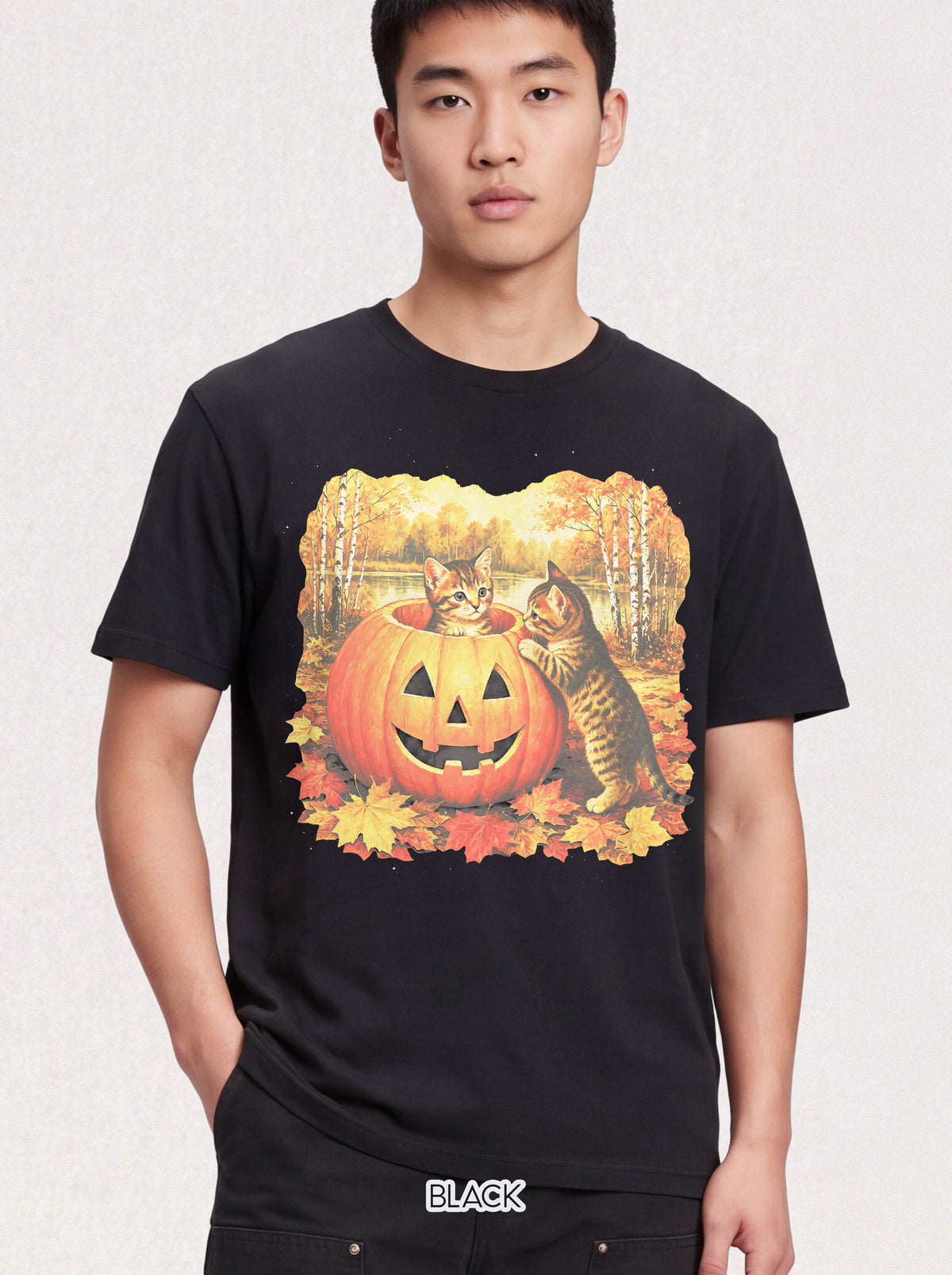 Halloween Kittens Classic Tee | Autumn Pumpkin | Cat Gift