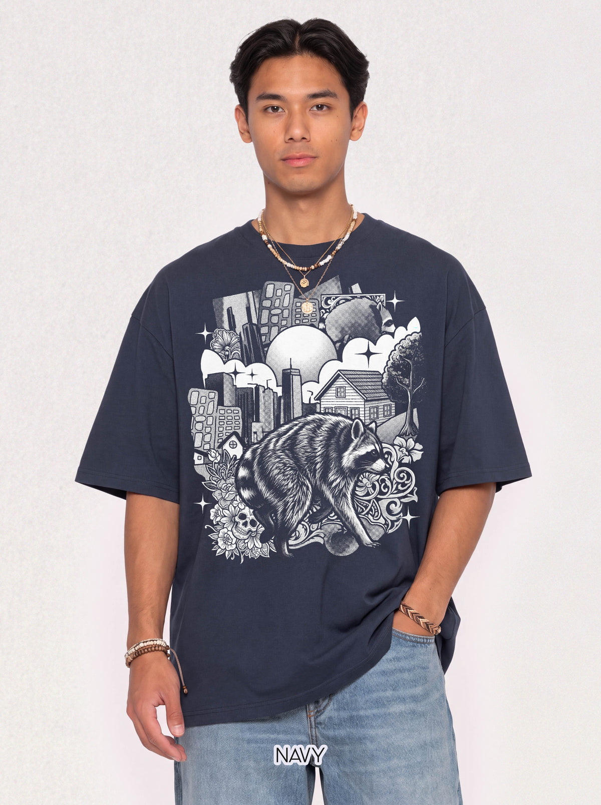 Raccoon City Skull Classic Tee | 90s Retro | Gaming Gift