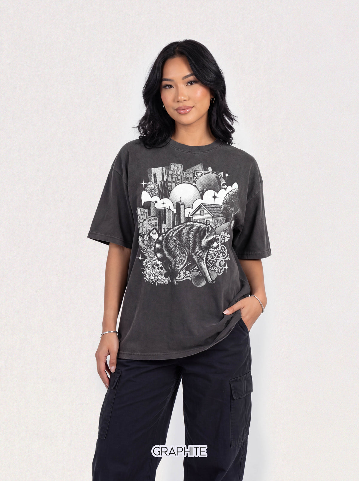 Raccoon City Skull Classic Tee | 90s Retro | Gaming Gift
