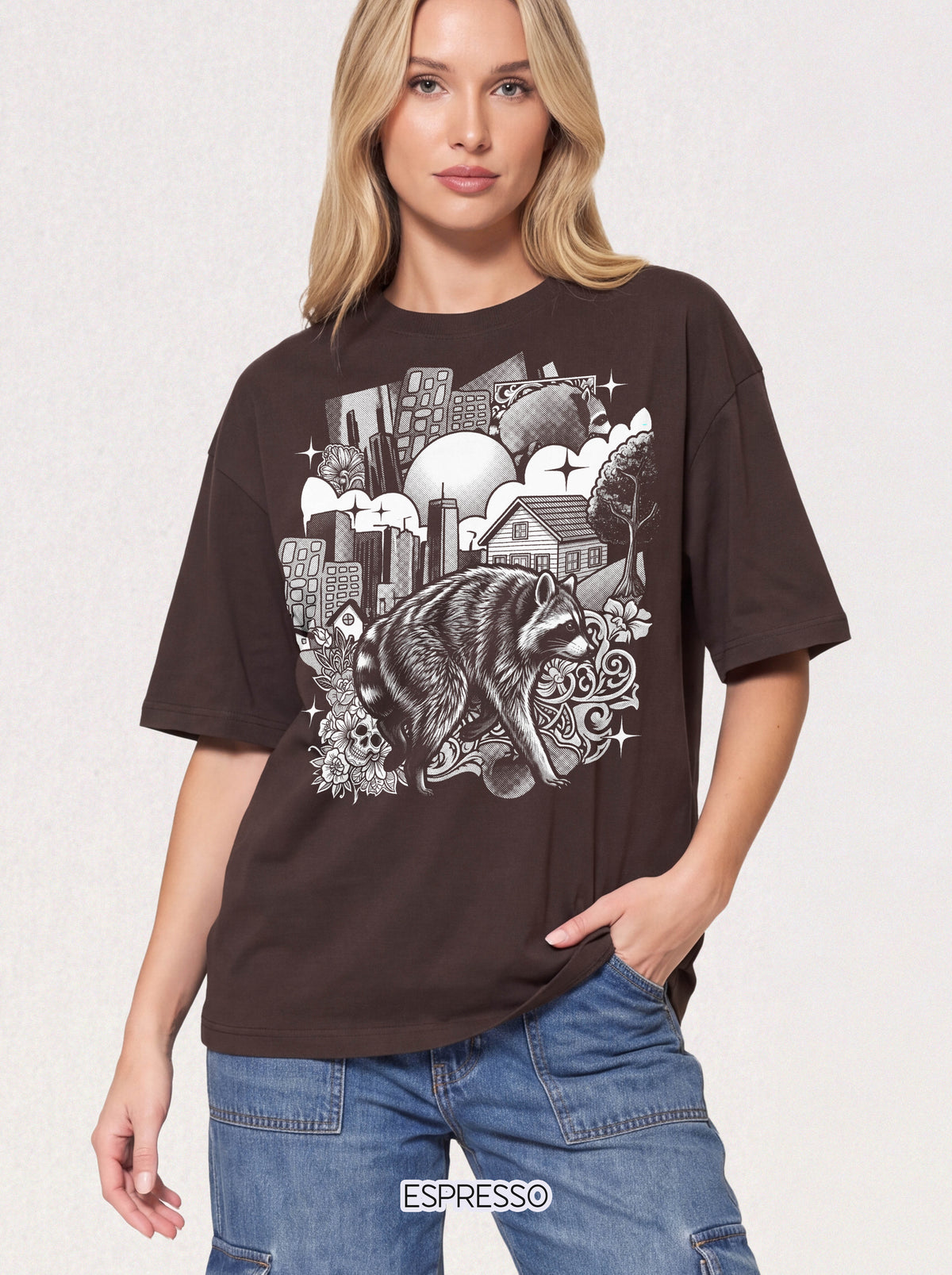 Raccoon City Skull T-Shirt - 90s Retro Gaming Graphic Tee
