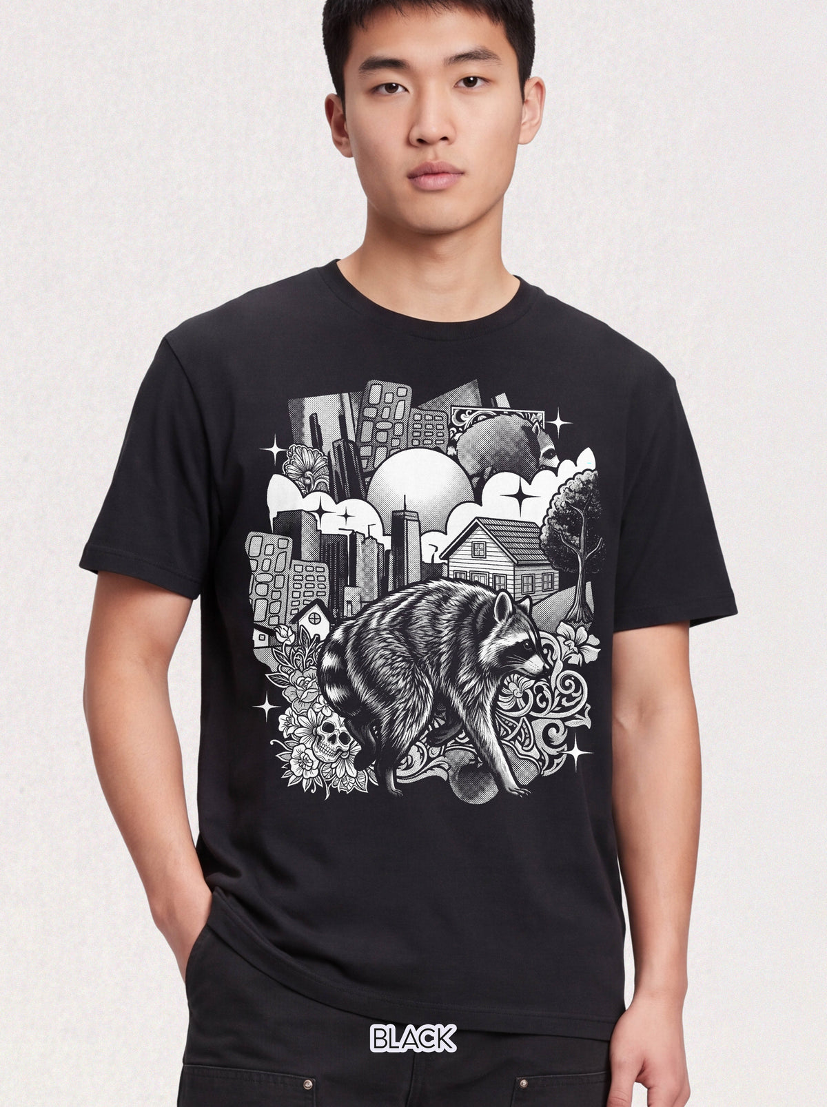 Raccoon City Skull Classic Tee | 90s Retro | Gaming Gift