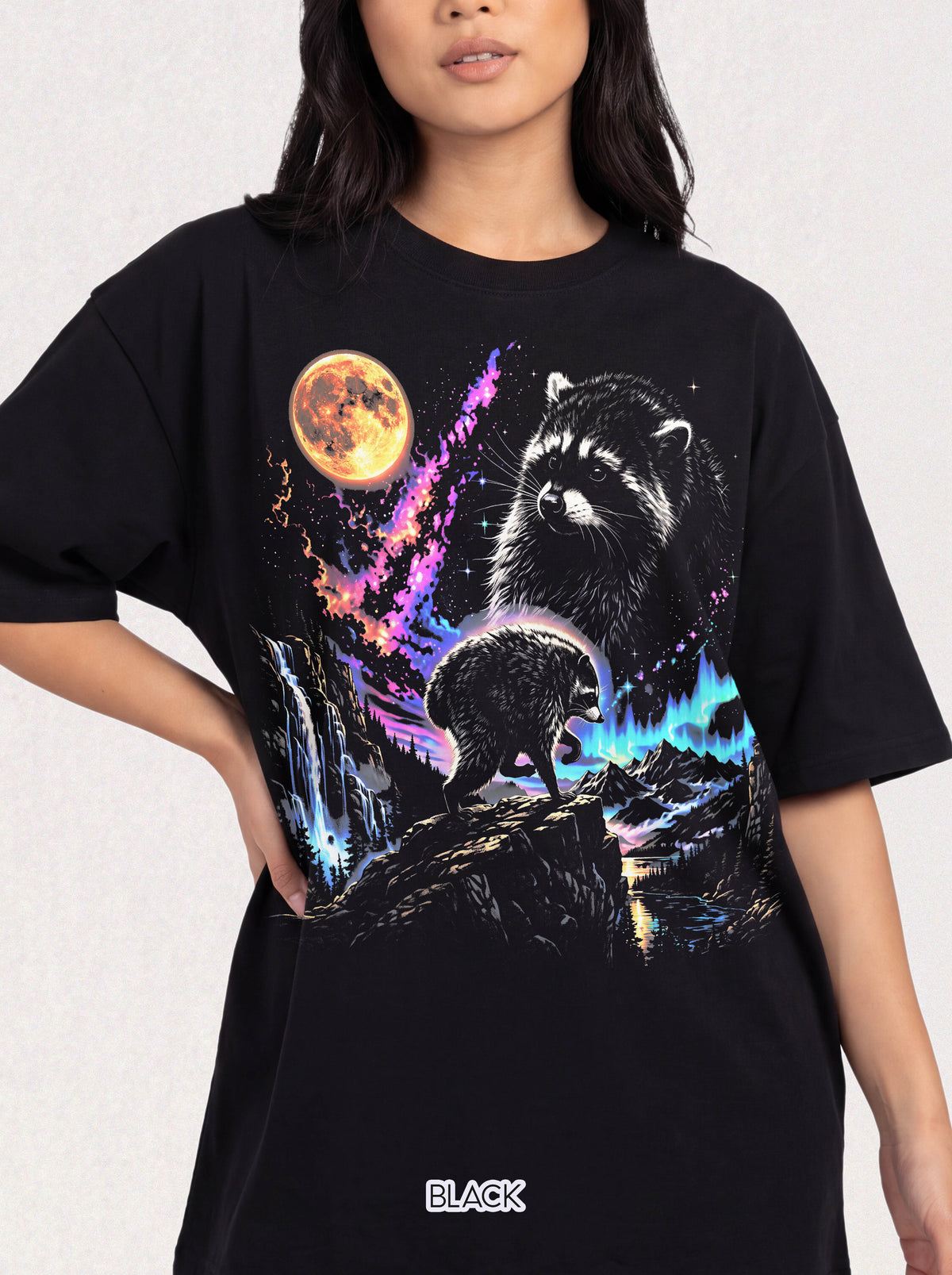 Raccoon Galaxy T-Shirt - 90s Vintage Space Graphic Tee